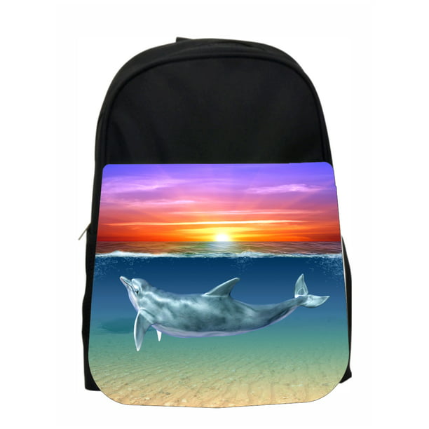 Messenger Bag Travel Aquarium Kids Crossbody Daypack Blue Fish Dolphin Print 